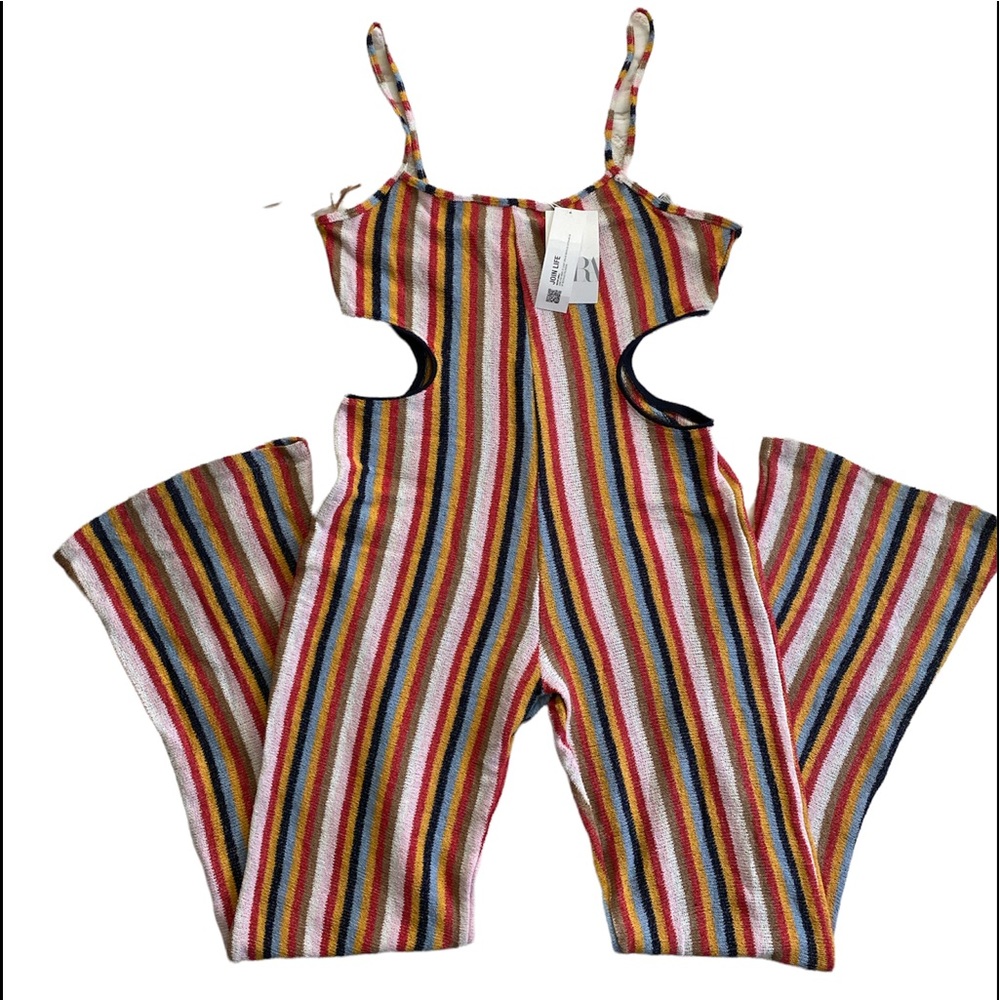 NWT ZARA KNITT JUMPSUIT. Flared leg SZ XS